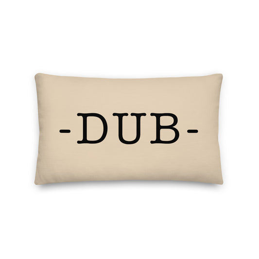 DUB Dublin Throw Pillow • Typewriter Lettering & Green Buffalo Plaid • YHM Designs - Image 01