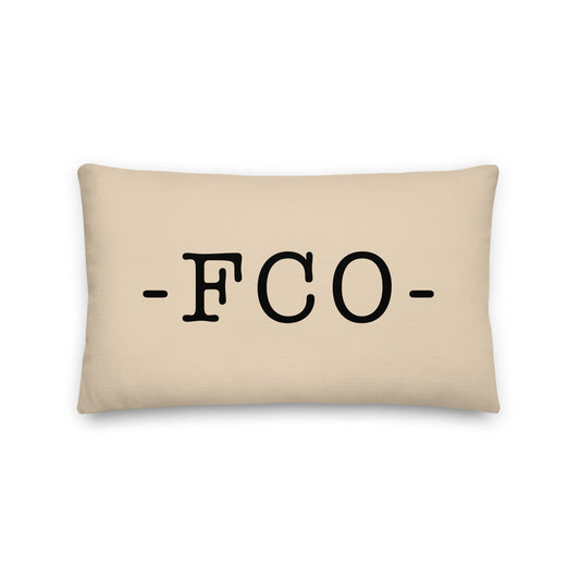 FCO Rome Throw Pillow • Typewriter Lettering & Green Buffalo Plaid • YHM Designs - Image 01