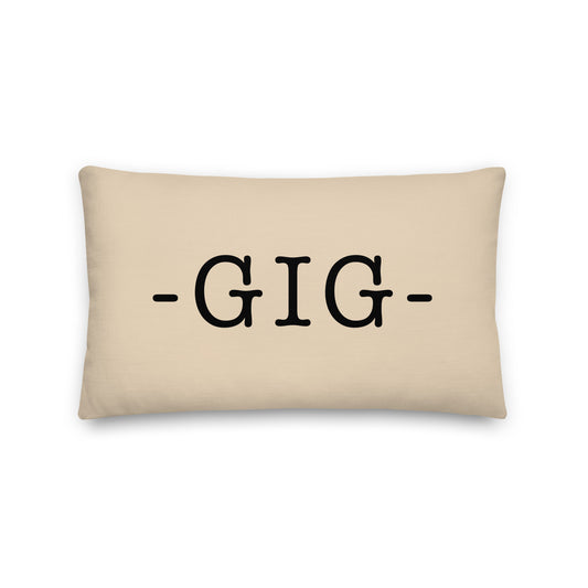 GIG Rio de Janeiro Throw Pillow • Typewriter Lettering & Green Buffalo Plaid • YHM Designs - Image 01