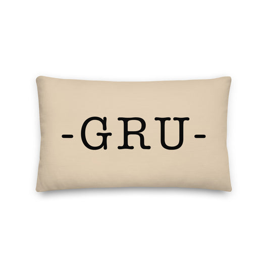GRU Sao Paulo Throw Pillow • Typewriter Lettering & Green Buffalo Plaid • YHM Designs - Image 01