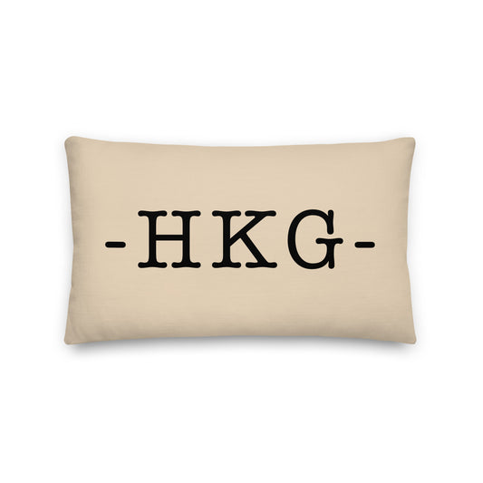 HKG Hong Kong Throw Pillow • Typewriter Lettering & Green Buffalo Plaid • YHM Designs - Image 01