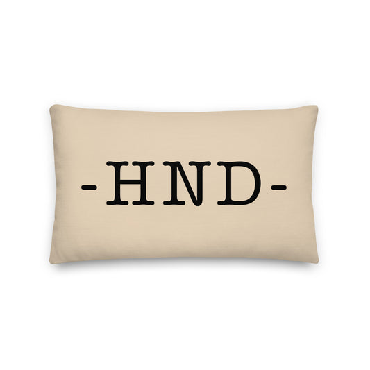 HND Tokyo Throw Pillow • Typewriter Lettering & Green Buffalo Plaid • YHM Designs - Image 01