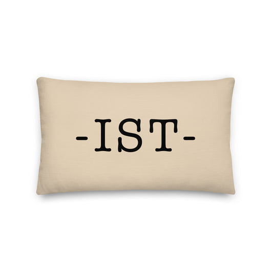 IST Istanbul Throw Pillow • Typewriter Lettering & Green Buffalo Plaid • YHM Designs - Image 01