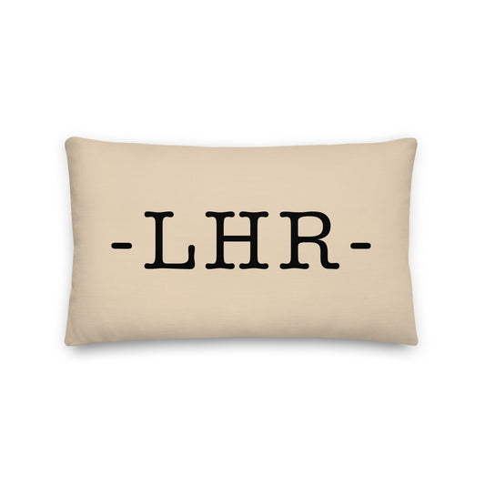 LHR London Throw Pillow • Typewriter Lettering & Green Buffalo Plaid • YHM Designs - Image 01