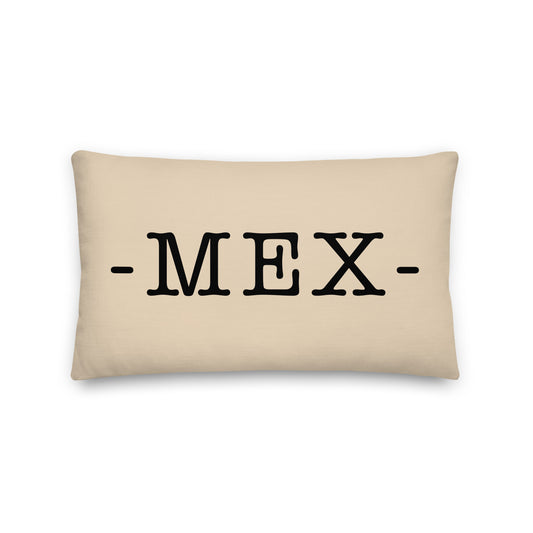 MEX Mexico City Throw Pillow • Typewriter Lettering & Green Buffalo Plaid • YHM Designs - Image 01