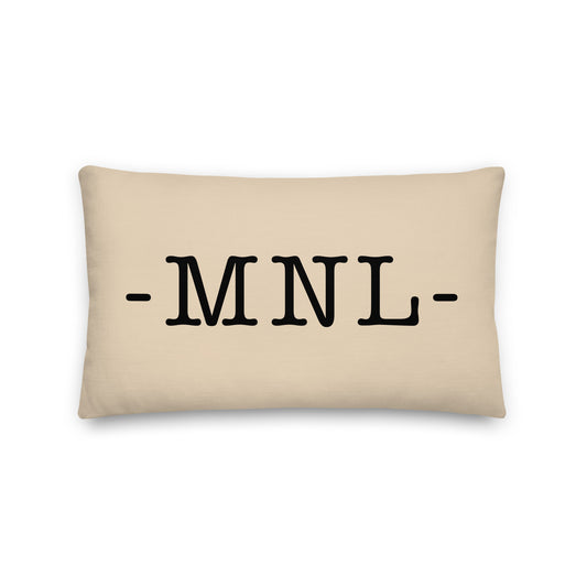 MNL Manila Throw Pillow • Typewriter Lettering & Green Buffalo Plaid • YHM Designs - Image 01