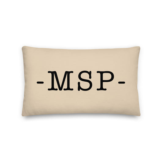 MSP Minneapolis Throw Pillow • Typewriter Lettering & Green Buffalo Plaid • YHM Designs - Image 01