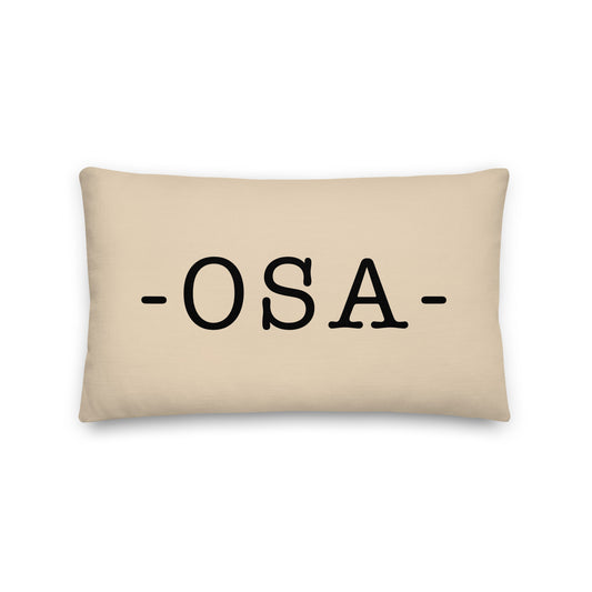 OSA Osaka Throw Pillow • Typewriter Lettering & Green Buffalo Plaid • YHM Designs - Image 01