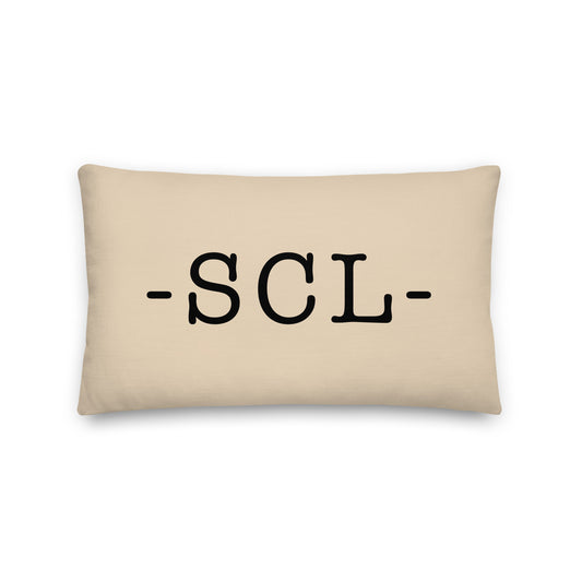SCL Santiago Throw Pillow • Typewriter Lettering & Green Buffalo Plaid • YHM Designs - Image 01