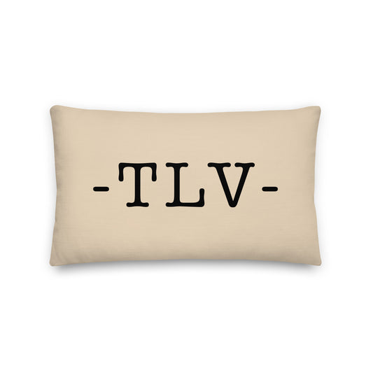 TLV Tel Aviv Throw Pillow • Typewriter Lettering & Green Buffalo Plaid • YHM Designs - Image 01