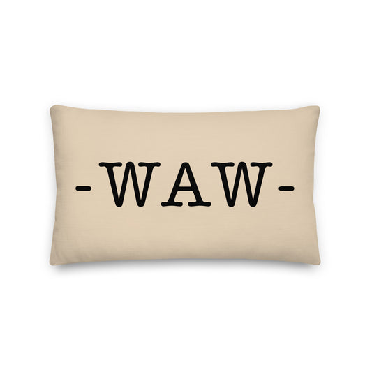 WAW Warsaw Throw Pillow • Typewriter Lettering & Green Buffalo Plaid • YHM Designs - Image 01