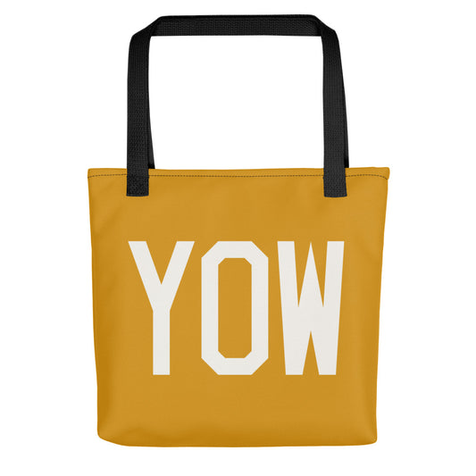 YOW Ottawa Tote Bag • Buttercup Yellow with Air Force Lettering in White • YHM Designs - Image 01