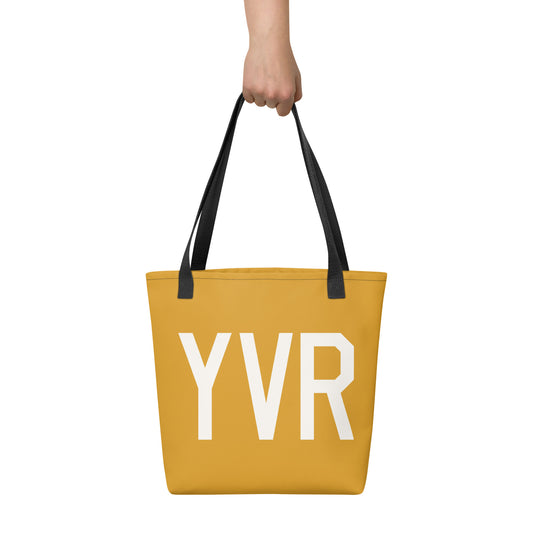YVR Vancouver Tote Bag • Buttercup Yellow with Air Force Lettering in White • YHM Designs - Image 02