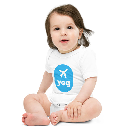 Airplane Window Baby Bodysuit - Sky Blue • YEG Edmonton • YHM Designs - Image 01