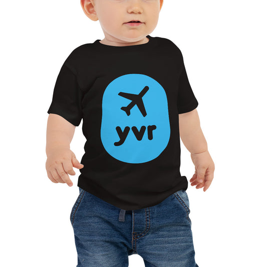 Airplane Window Baby T-Shirt - Sky Blue • YVR Vancouver • YHM Designs - Image 01