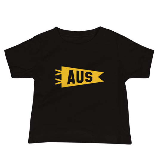 Airport Code Baby T-Shirt - Yellow • AUS Austin • YHM Designs - Image 02