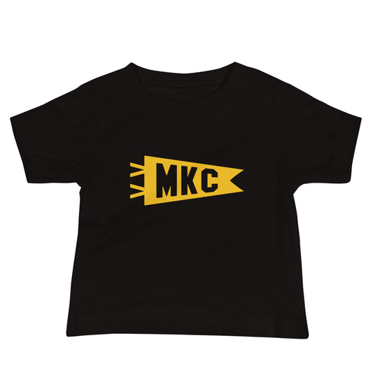 Airport Code Baby T-Shirt - Yellow • MKC Kansas City • YHM Designs - Image 02