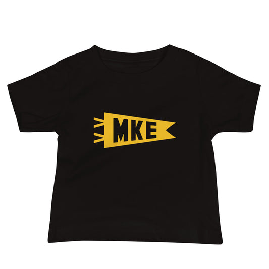 Airport Code Baby T-Shirt - Yellow • MKE Milwaukee • YHM Designs - Image 02