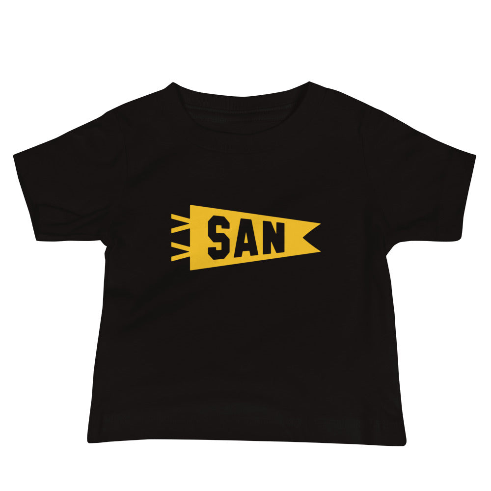 Airport Code Baby T-Shirt - Yellow • SAN San Diego • YHM Designs - Image 02