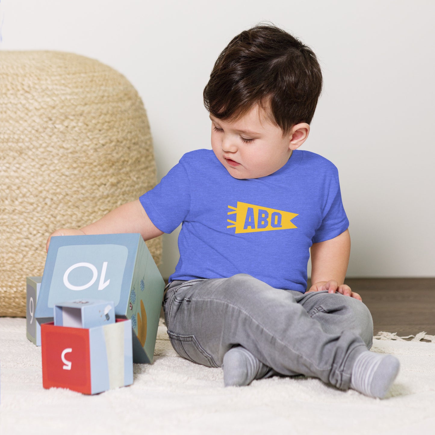 Airport Code Baby T-Shirt - Yellow • ABQ Albuquerque • YHM Designs - Image 05