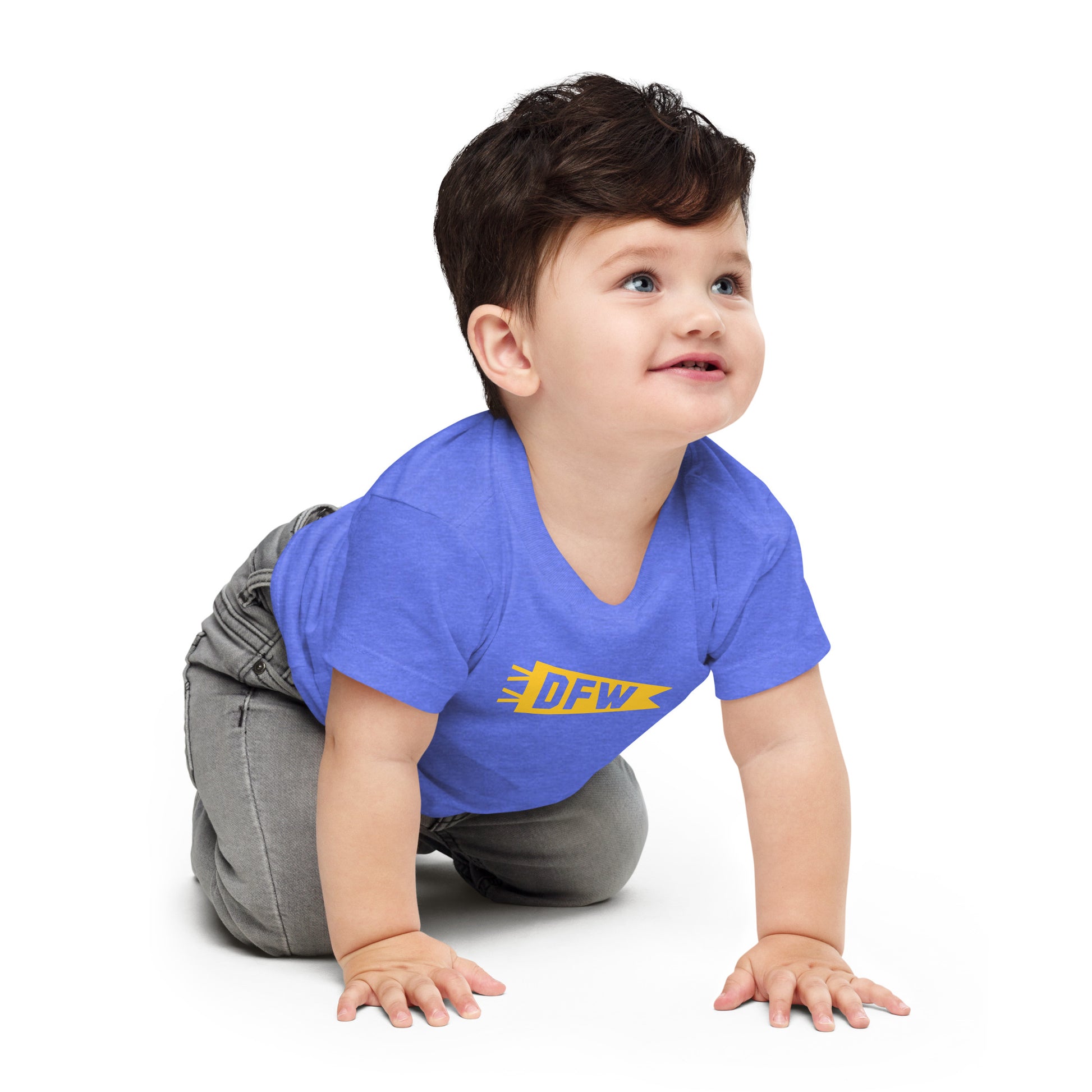 Airport Code Baby T-Shirt - Yellow • DFW Dallas • YHM Designs - Image 06