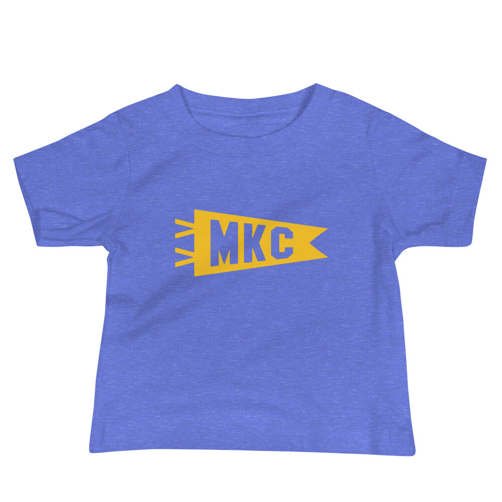 Airport Code Baby T-Shirt - Yellow • MKC Kansas City • YHM Designs - Image 01