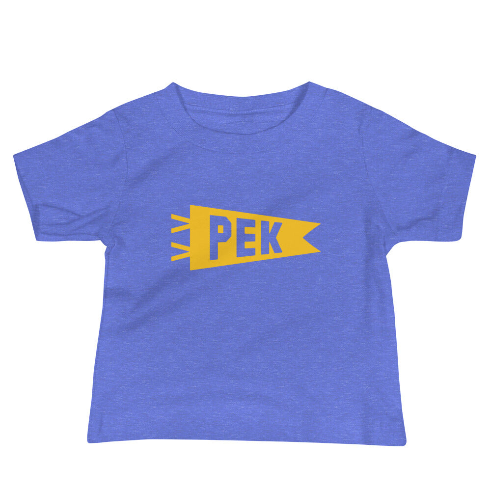 Airport Code Baby T-Shirt - Yellow • PEK Beijing • YHM Designs - Image 01