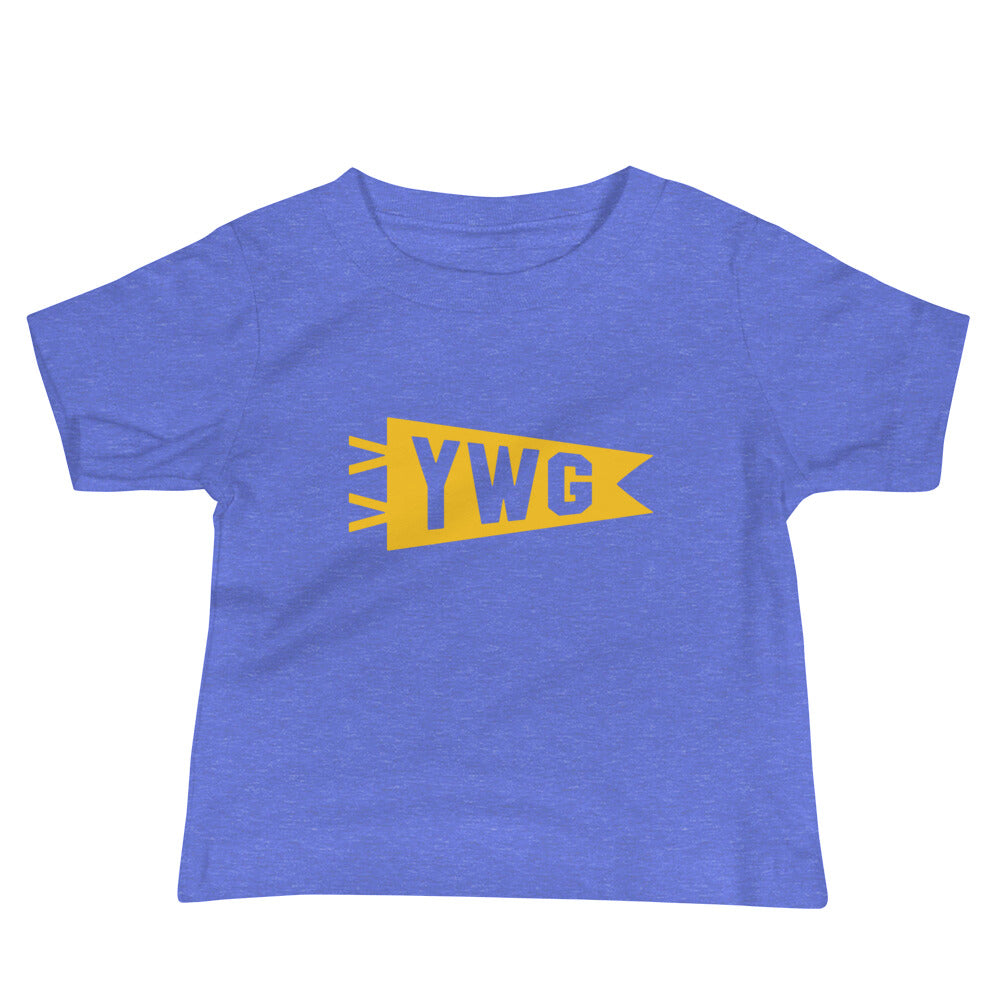 Airport Code Baby T-Shirt - Yellow • YWG Winnipeg • YHM Designs - Image 01