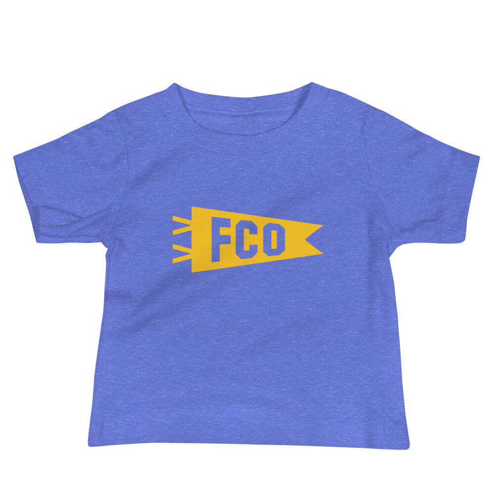 Airport Code Baby T-Shirt - Yellow • FCO Rome • YHM Designs - Image 01