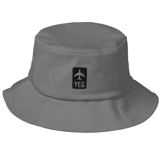 YEG Edmonton Bucket Hat • Grey with Jetliner Design - Black & Grey • YHM Designs - Image 01
