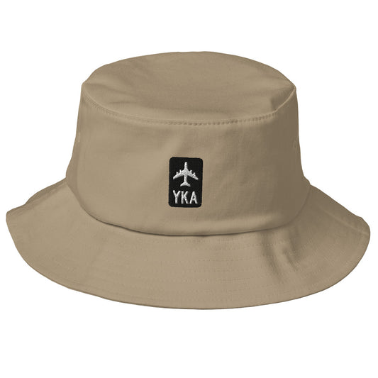 YKA Kamloops Bucket Hat • Khaki with Jetliner Design - Black & White • YHM Designs - Image 01