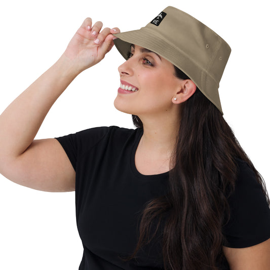 VIE Vienna Bucket Hat • Khaki with Jetliner Design - Black & White • YHM Designs - Image 02