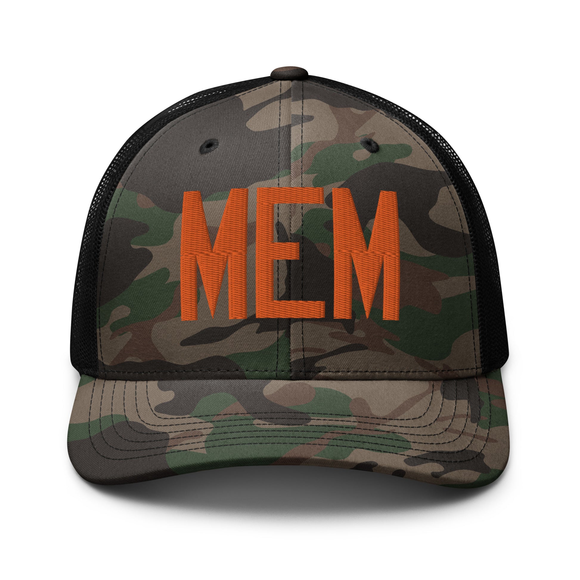 Airport Code Camouflage Trucker Hat - Orange • MEM Memphis • YHM Designs - Image 10