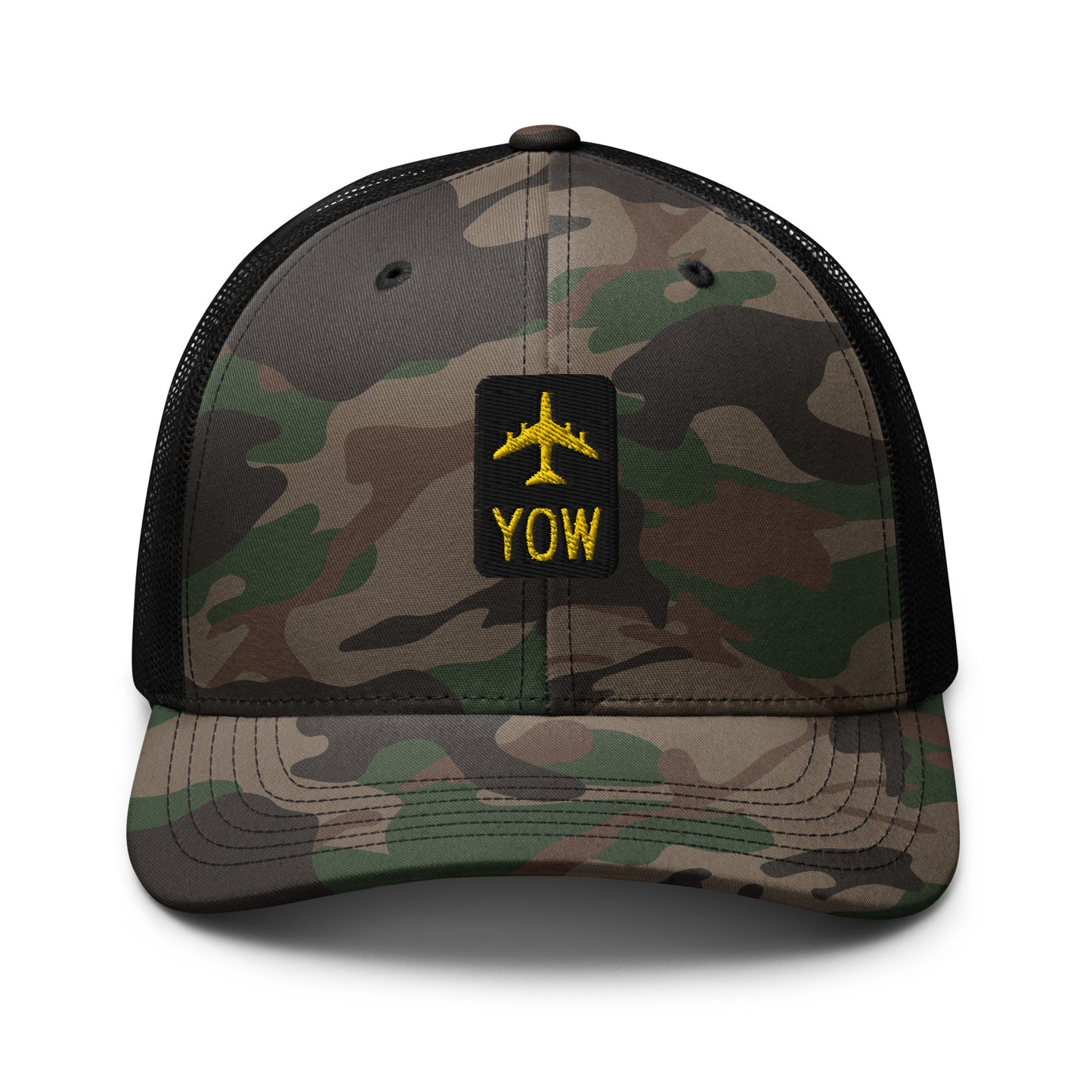 Camouflage Jetliner Trucker Hat • Black and Gold • YOW Ottawa • YHM Designs - Image 07