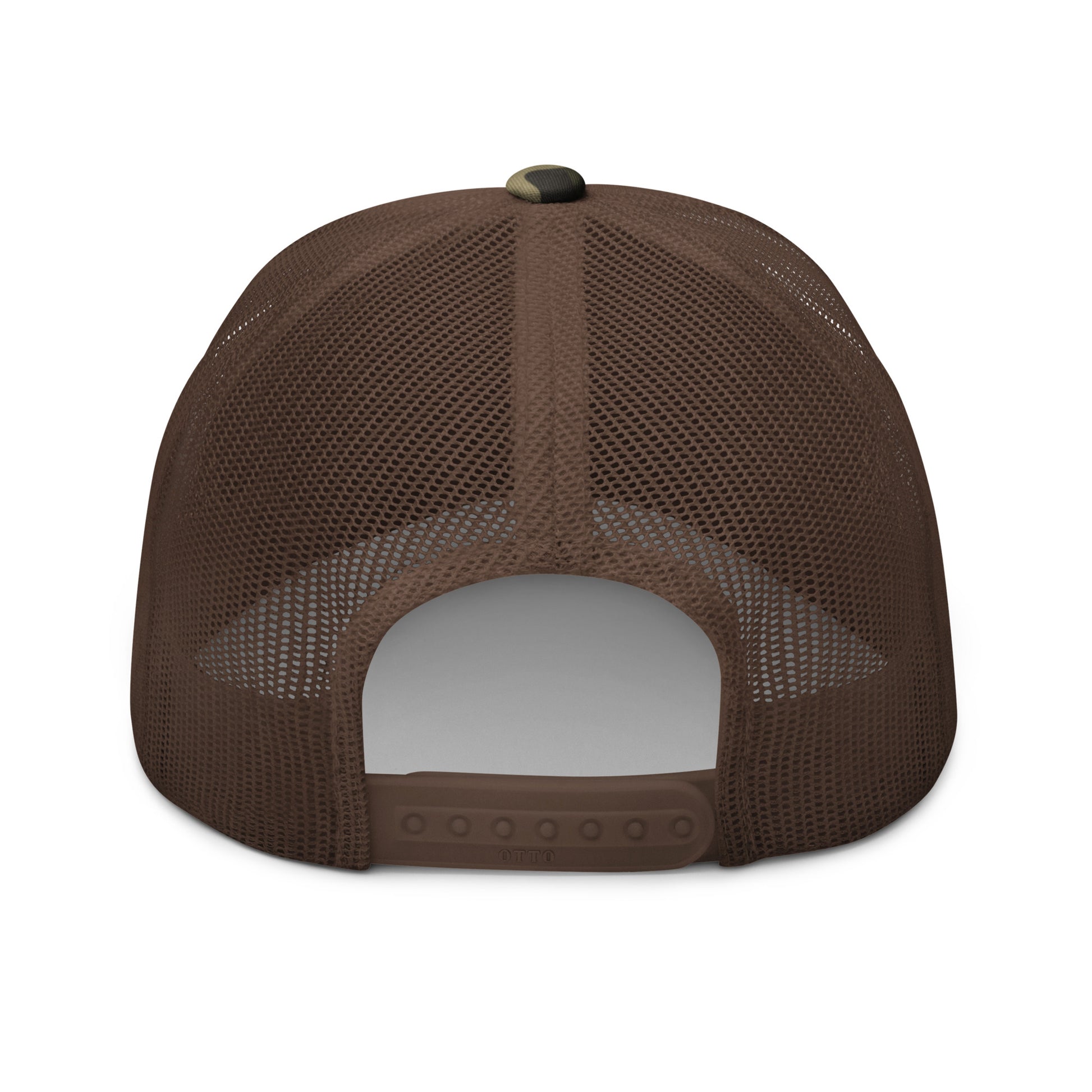 Airport Code Camouflage Trucker Hat - Orange • YWG Winnipeg • YHM Designs - Image 14