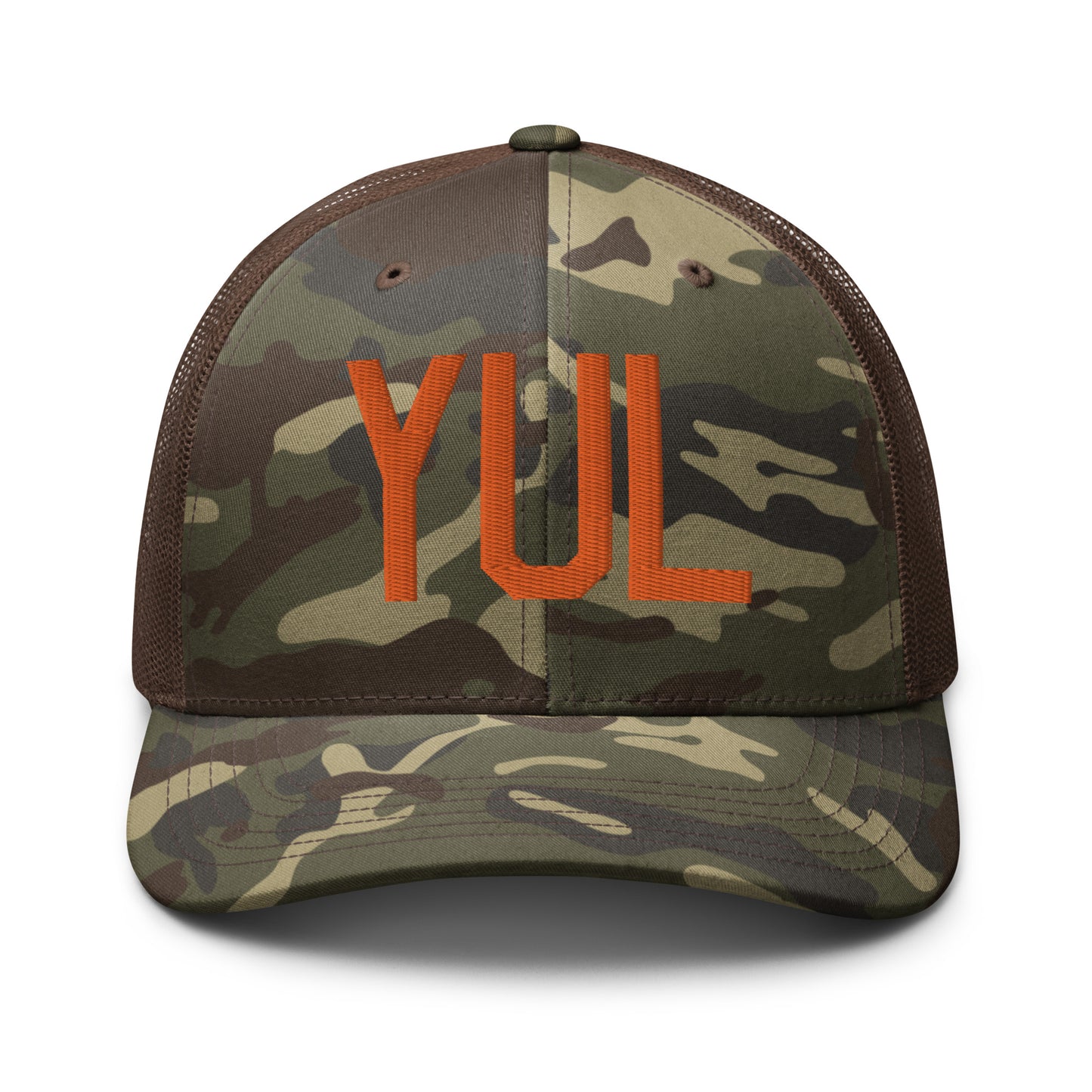 Airport Code Camouflage Trucker Hat - Orange • YUL Montreal • YHM Designs - Image 13