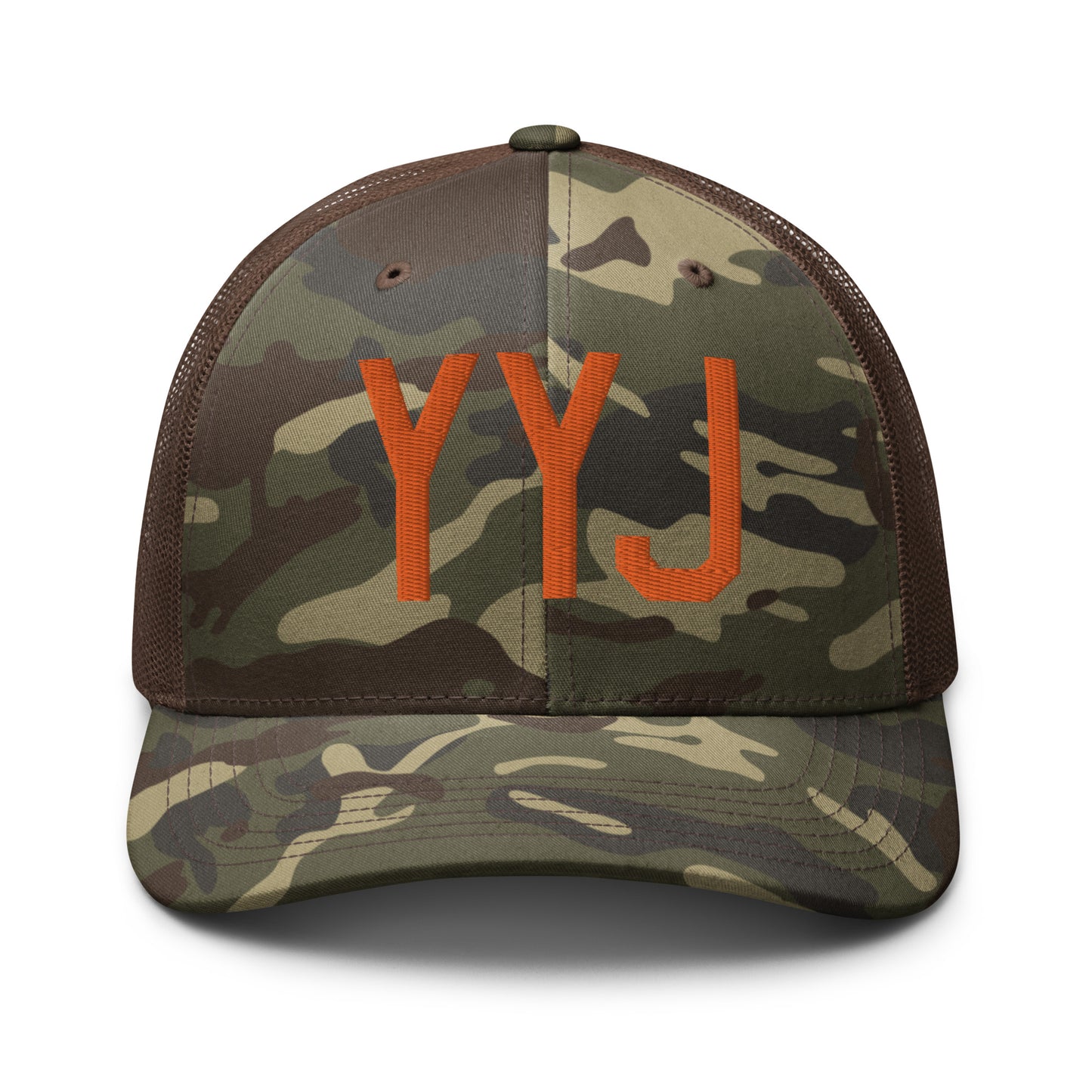 Airport Code Camouflage Trucker Hat - Orange • YYJ Victoria • YHM Designs - Image 13