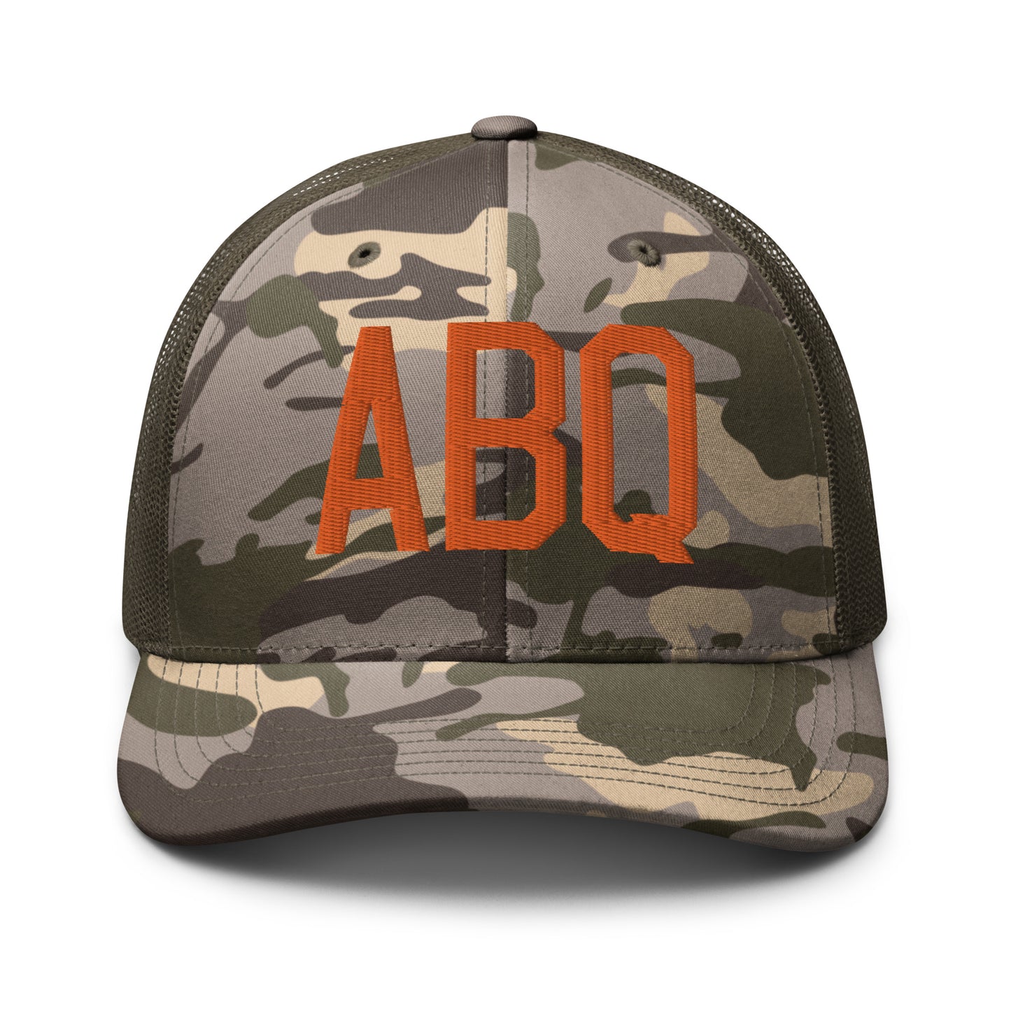 Airport Code Camouflage Trucker Hat - Orange • ABQ Albuquerque • YHM Designs - Image 17