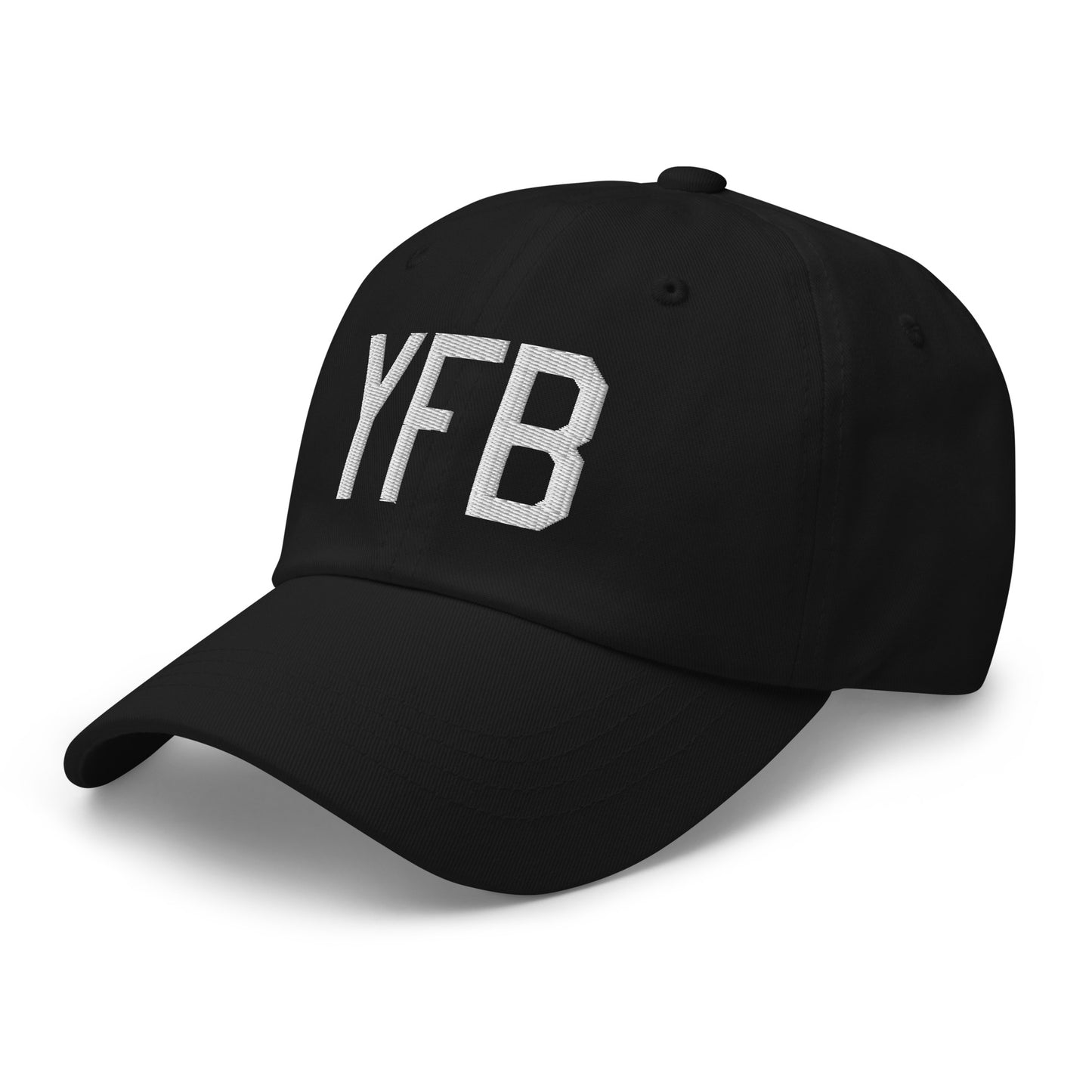 Airport Code Baseball Cap - White • YFB Iqaluit • YHM Designs - Image 01