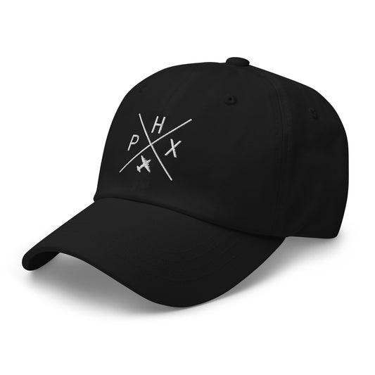 Crossed-X Dad Hat - White • PHX Phoenix • YHM Designs - Image 01