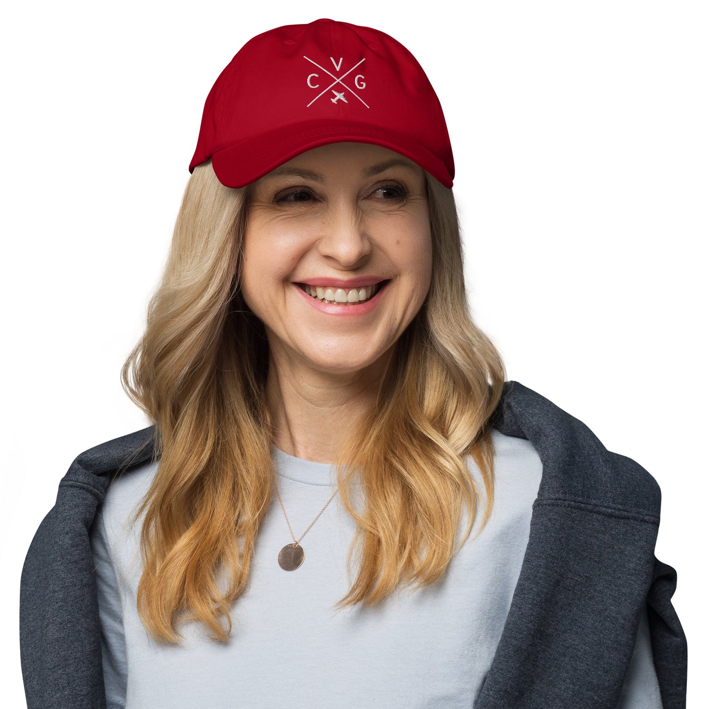 Crossed-X Dad Hat - White • CVG Cincinnati • YHM Designs - Image 06