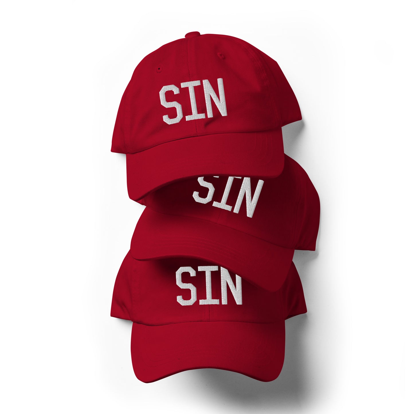 Airport Code Baseball Cap - White • SIN Singapore • YHM Designs - Image 07