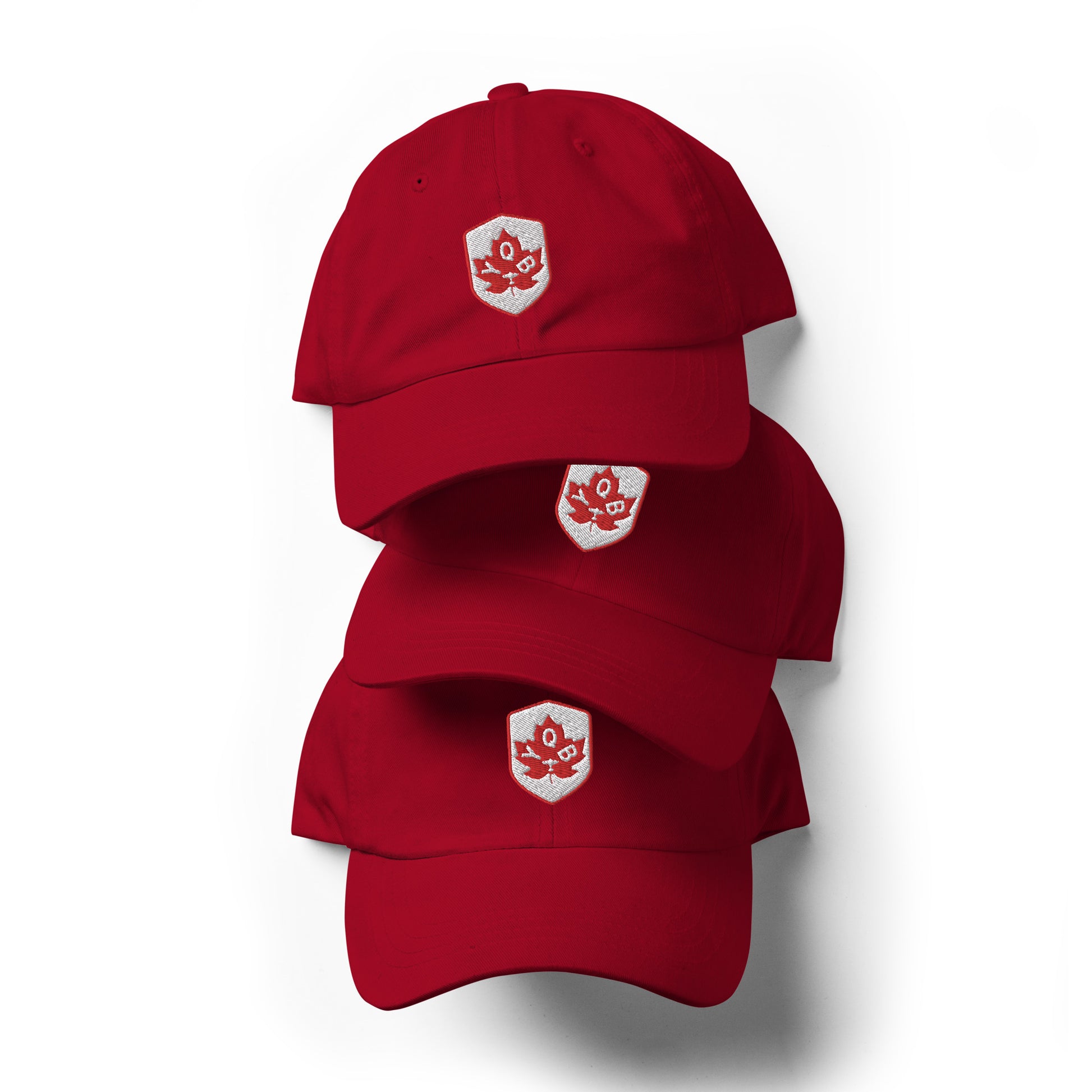 YQB Quebec City Baseball Cap • Maple Leaf Shield Design - Red & White • YHM Designs - Image 09