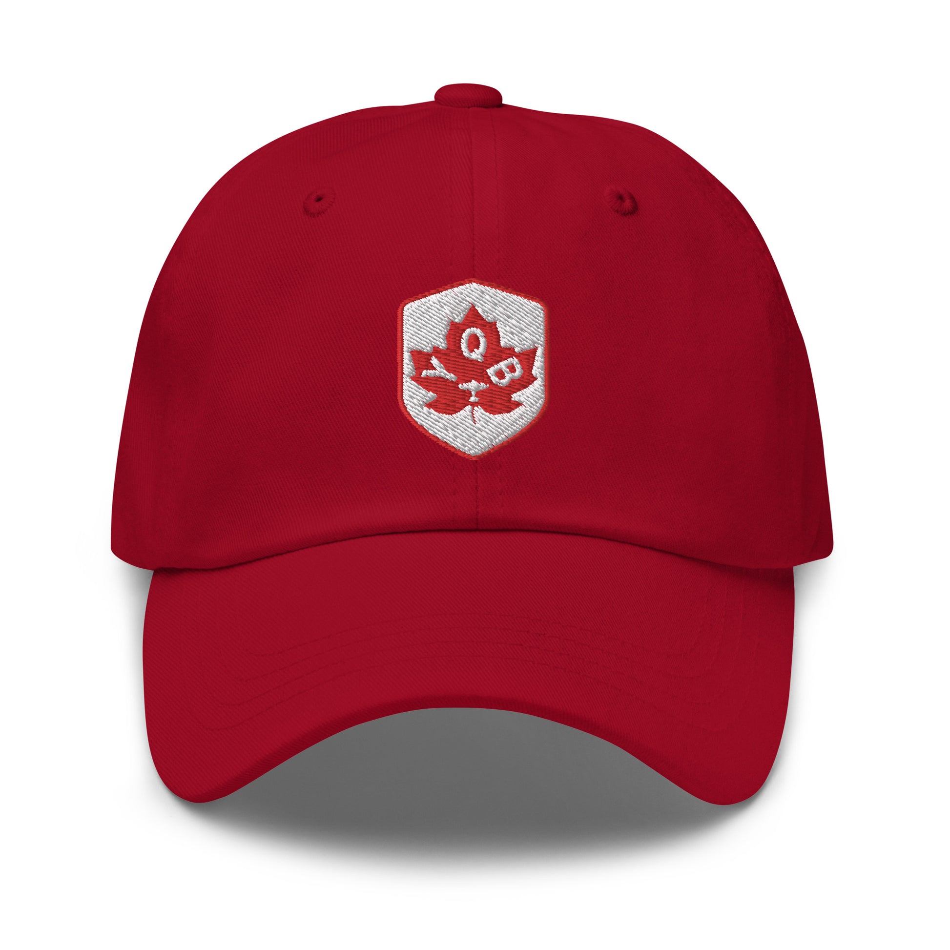 YQB Quebec City Baseball Cap • Maple Leaf Shield Design - Red & White • YHM Designs - Image 15