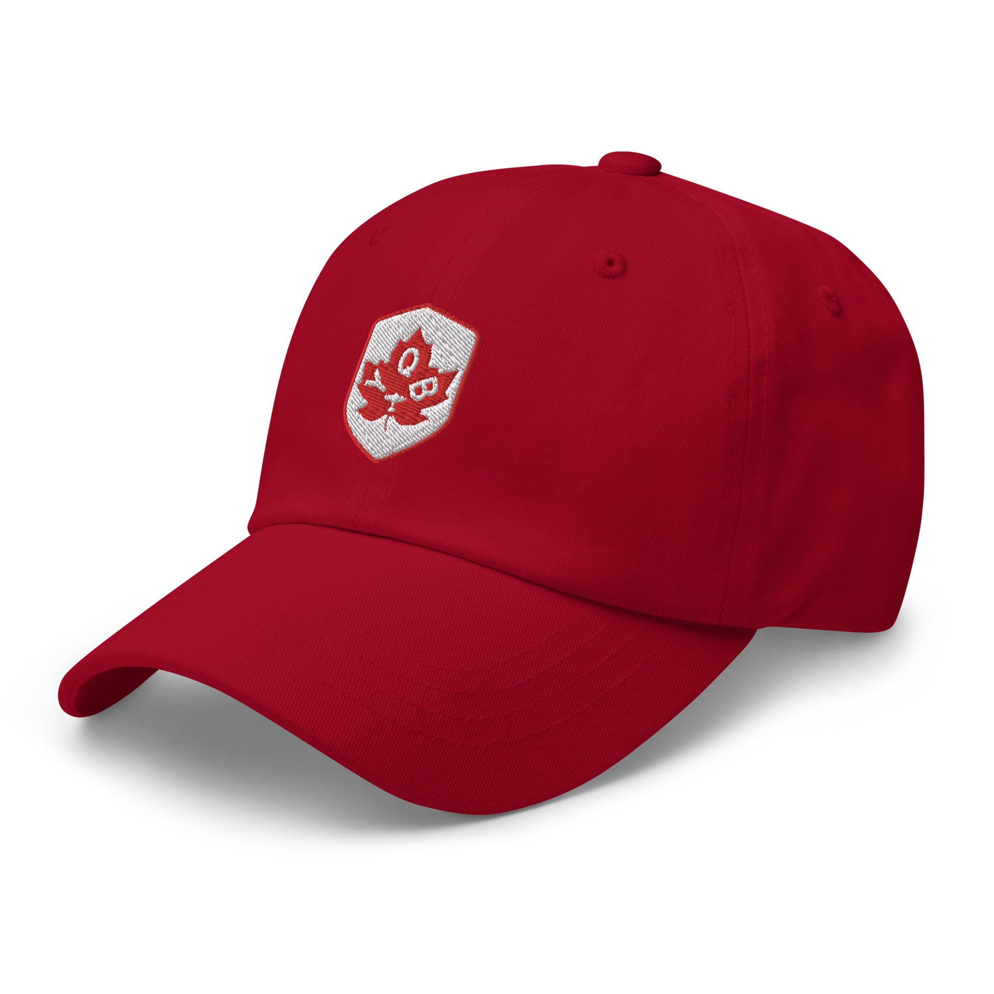 YQB Quebec City Baseball Cap • Maple Leaf Shield Design - Red & White • YHM Designs - Image 16