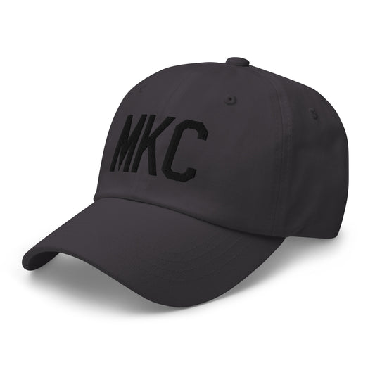 Airport Code Baseball Cap - Black • MKC Kansas City • YHM Designs - Image 01