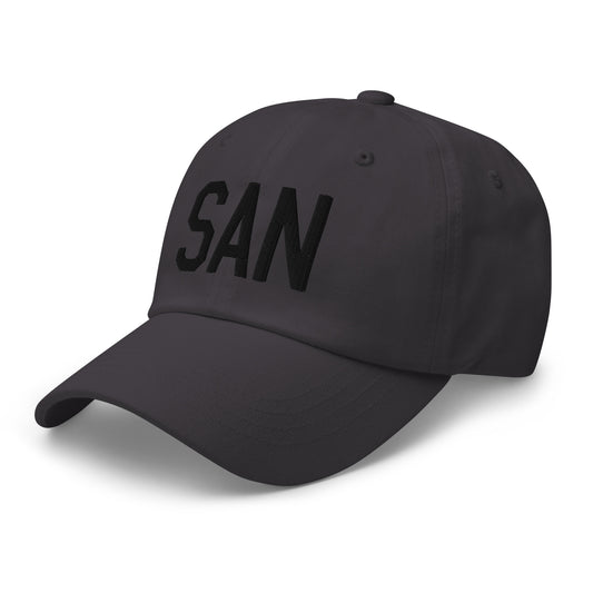 Airport Code Baseball Cap - Black • SAN San Diego • YHM Designs - Image 01