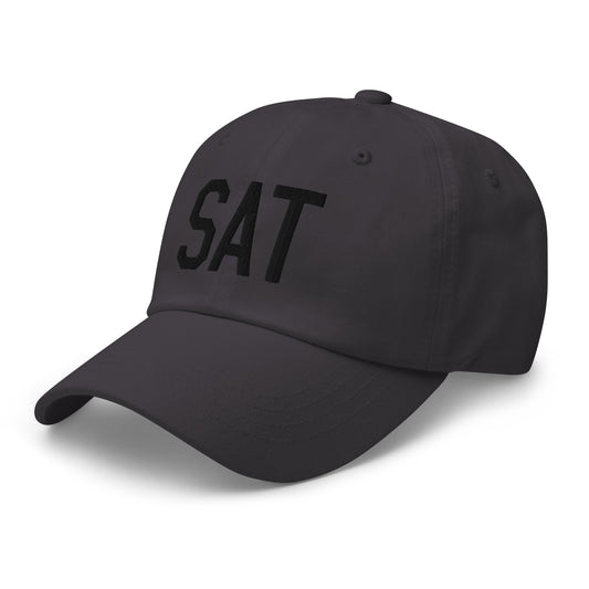 Airport Code Baseball Cap - Black • SAT San Antonio • YHM Designs - Image 01