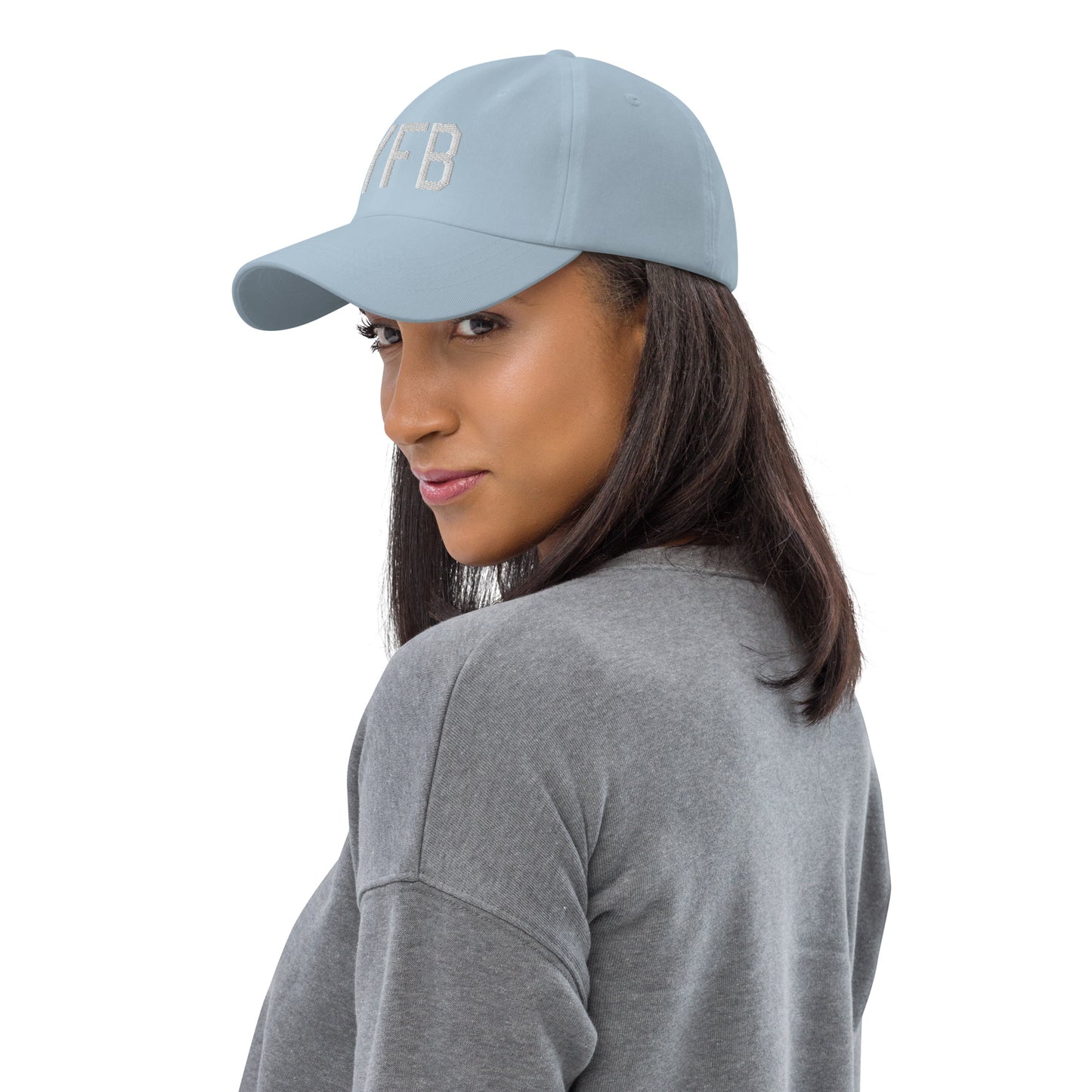 Airport Code Baseball Cap - White • YFB Iqaluit • YHM Designs - Image 13