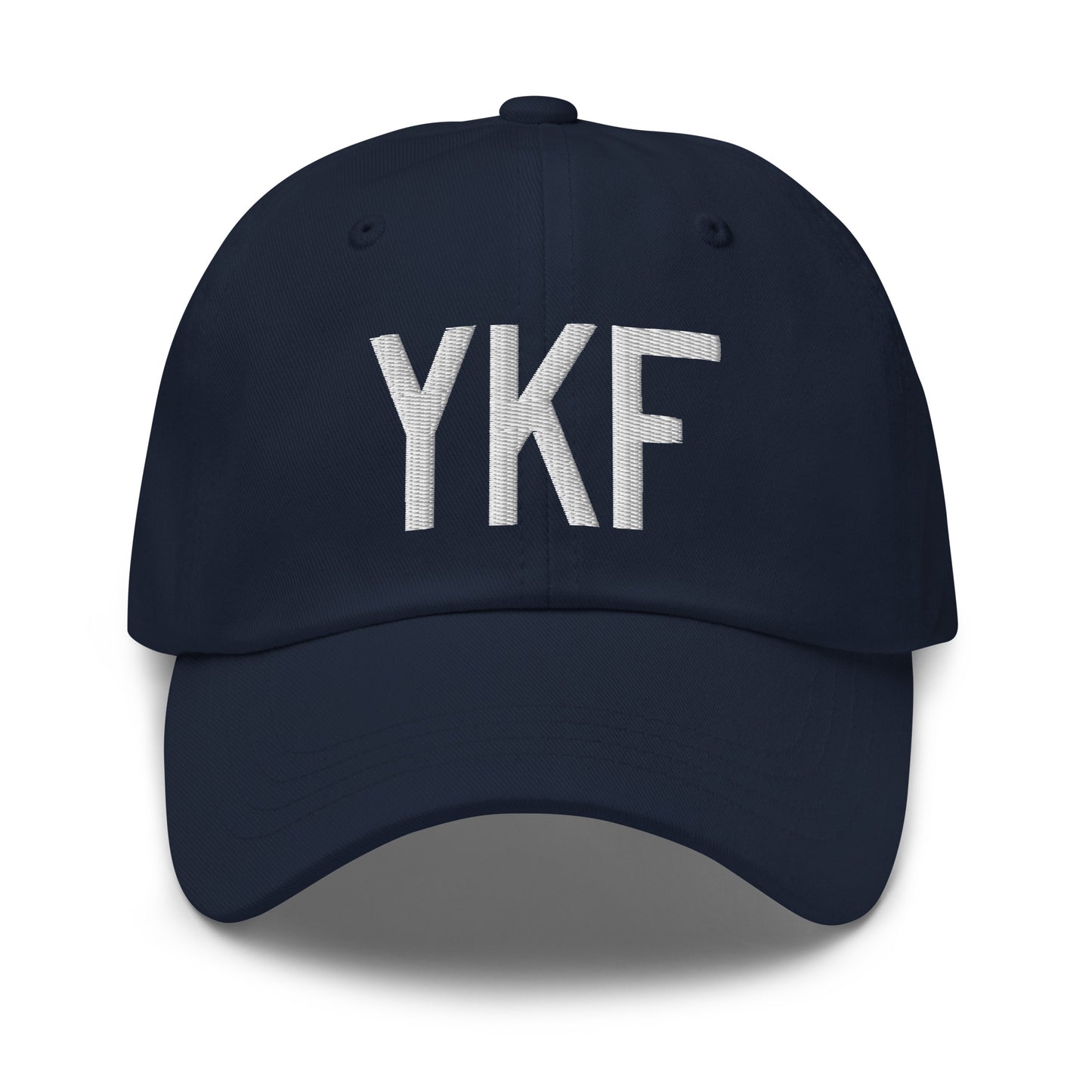 Airport Code Baseball Cap - White • YKF Waterloo • YHM Designs - Image 16